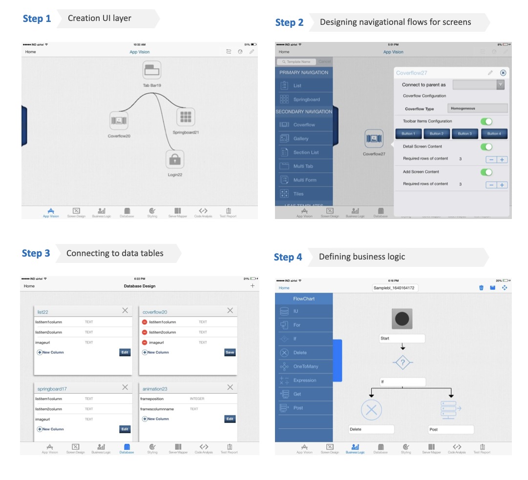 Prototypes of the OMS studio app for app store.